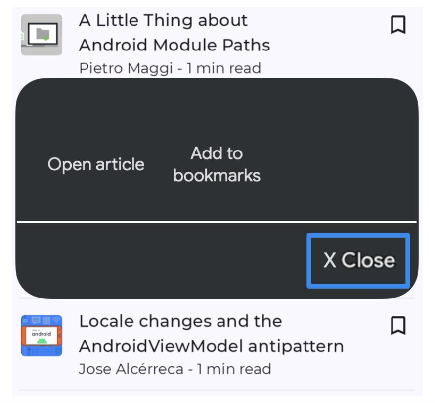 Visualization of Switch Access action menu.